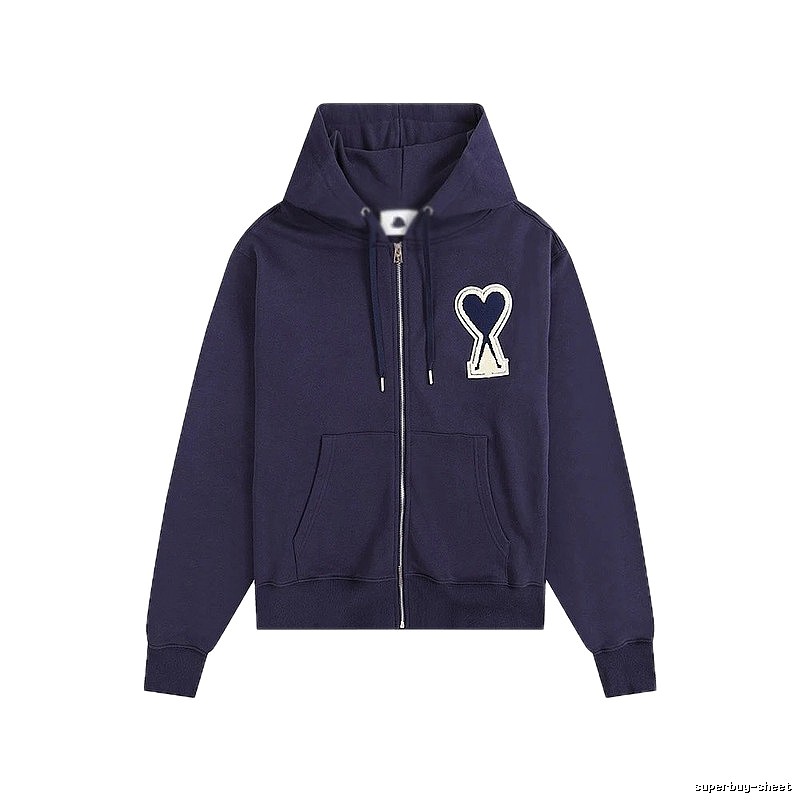 AMI Heart Pattern Zipper Hoodie