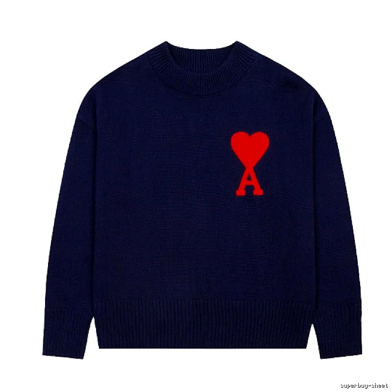 Ami Paris Travel Heart logo sweater Green Knit Top with Modern Look