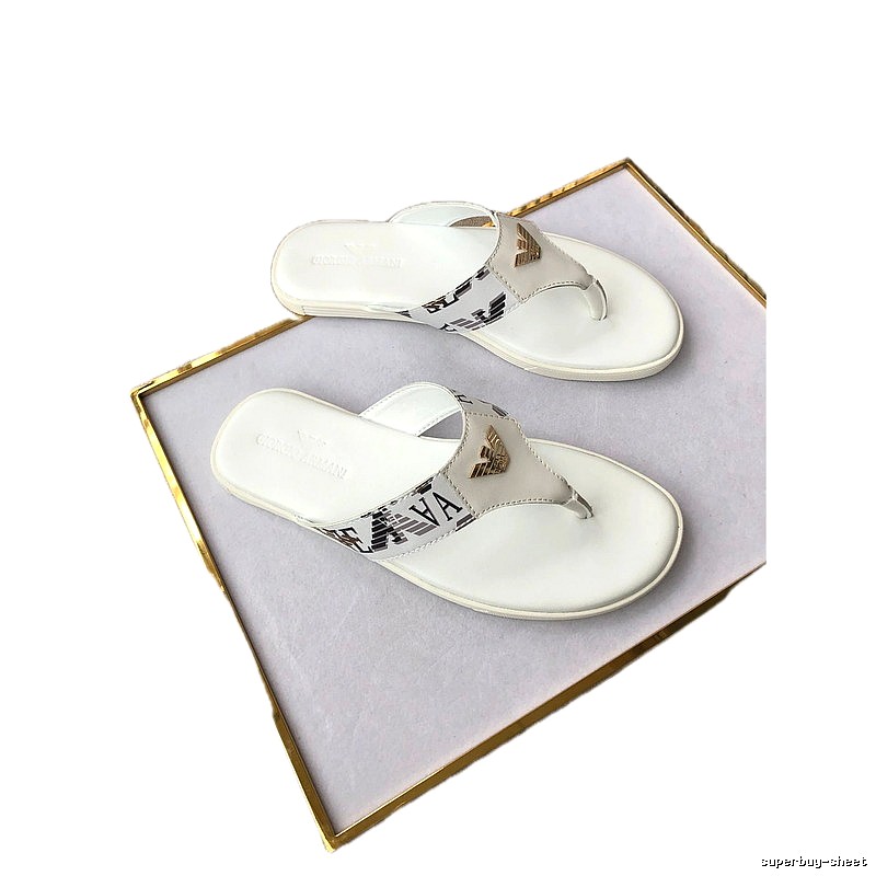 Armani Eagle Logo Casual Style White Flip-flops