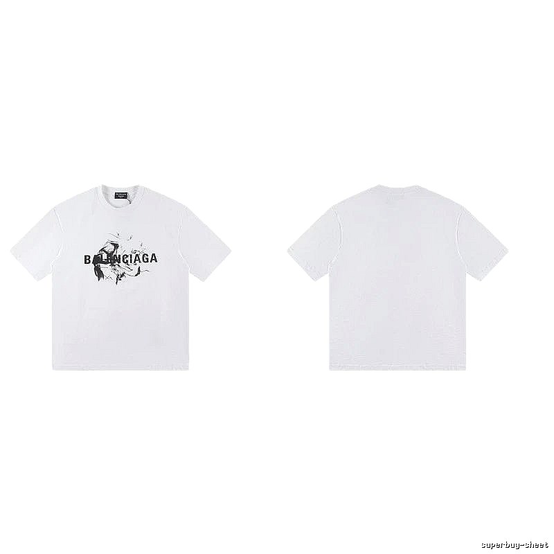 Balenciaga Graffiti Print Street Style White T-Shirt