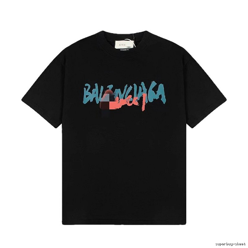 Balenciaga Graffiti Street Style Black T-Shirt