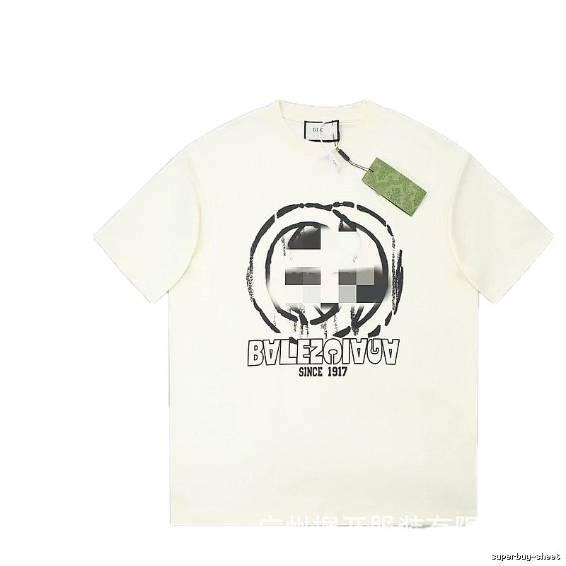 Balenciaga Graffiti Street Style Off-white Short-sleeve T-shirt