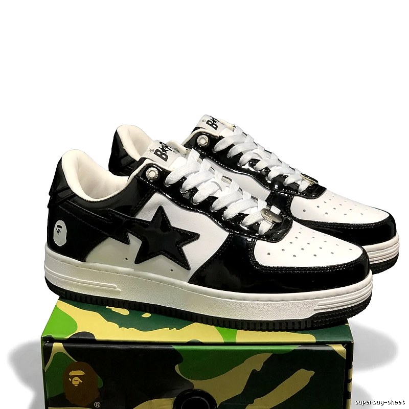 Bape black and white trendy wind board shoes