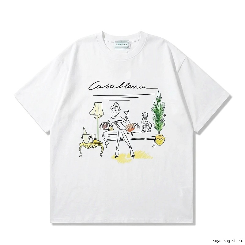 Casablanca Hand-painted Style White T-shirt