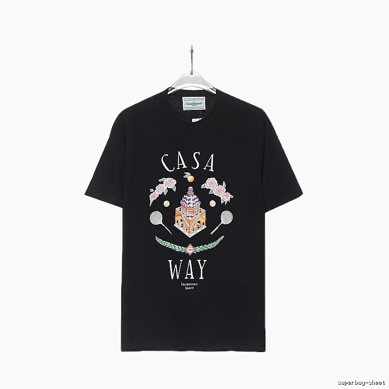 Casablanca Print Retro Style Black T-shirt
