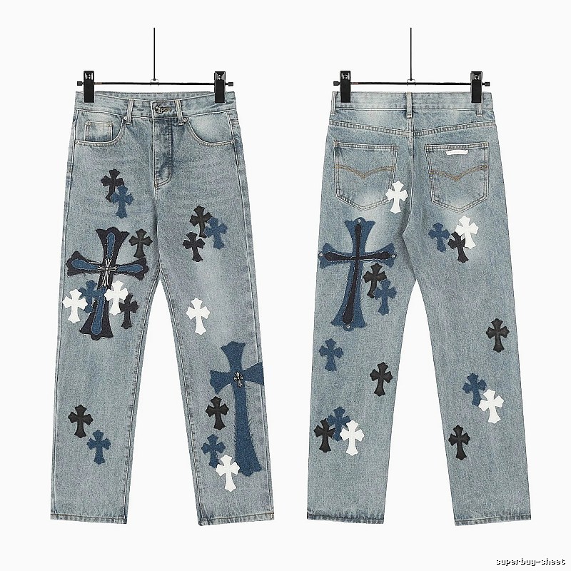 Chrome Hearts Lightweight Graphic jeans Light Denim Jeans for Trend Styling