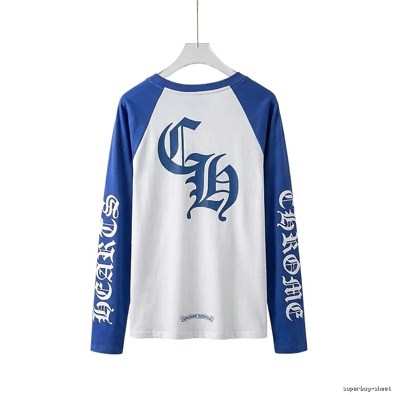 Chrome Hearts retro-style blue and white long-sleeved shirt