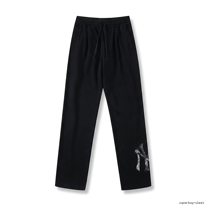 Classic trendy brand black trousers of MLB