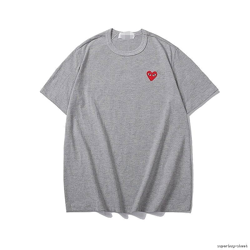 Comme des Garcons PLAY 2020-27 Gray Style 2027 Heart Logo T-Shirt Streetwear Look