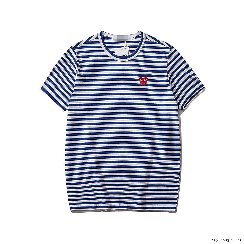 Comme des Garcons PLAY 2021-94 Blue Style 2194 Heart Logo T-Shirt Modern Fit