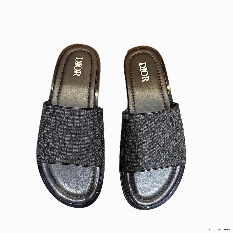Dior Monogram Light Luxury Style Black Slides