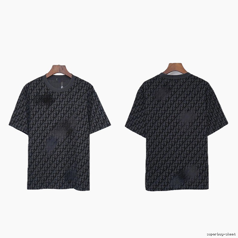 Dior Oblique Streetwear Collection Dark Grey Short-sleeve T-Shirt