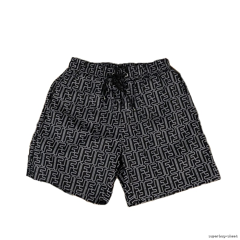 Fendi Double F Collection Vintage Monogram Style Black Shorts