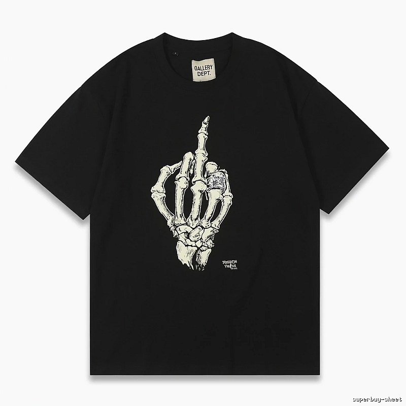 Gallery Dept Skull Print Trendy Cool Black T-shirt