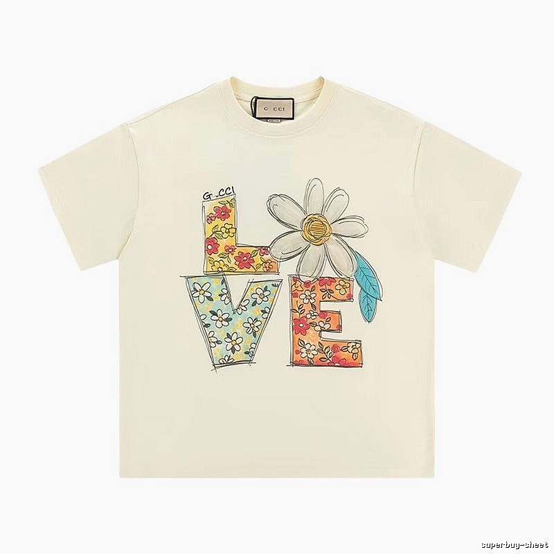 Gucci LOVE Floral Casual Off-white Short-sleeve T-shirt