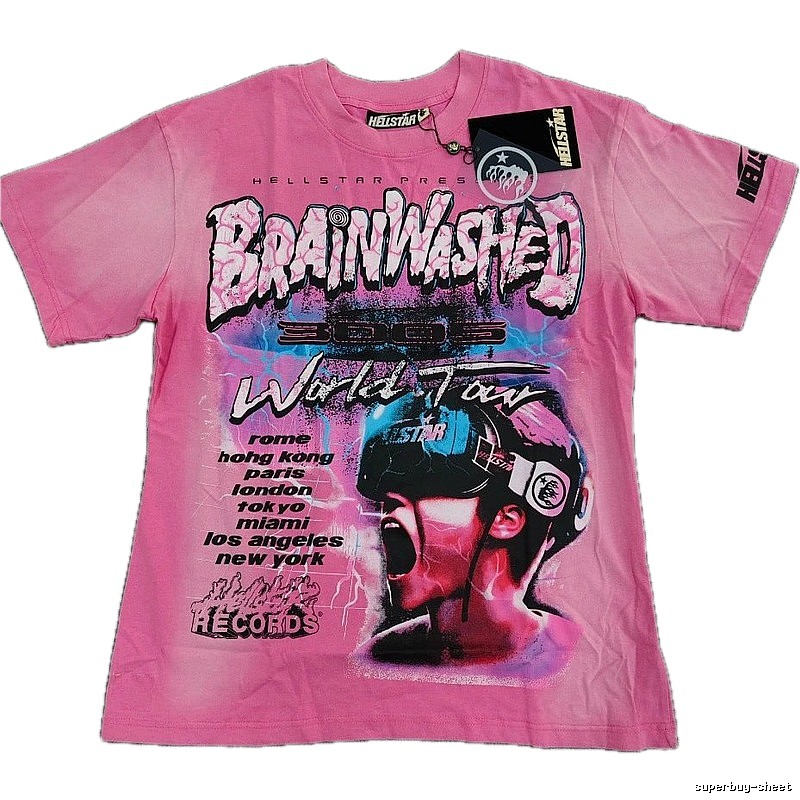 Hellstar Brainwashing Tour Vintage Pink T-Shirt