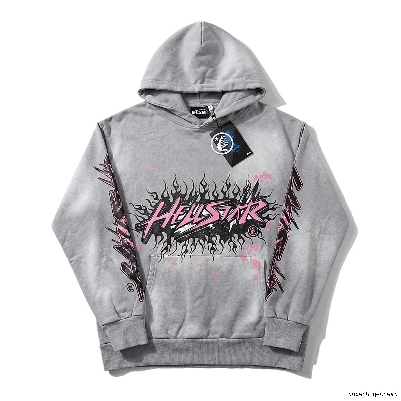 Hellstar Flame Wind Grey Hoodie