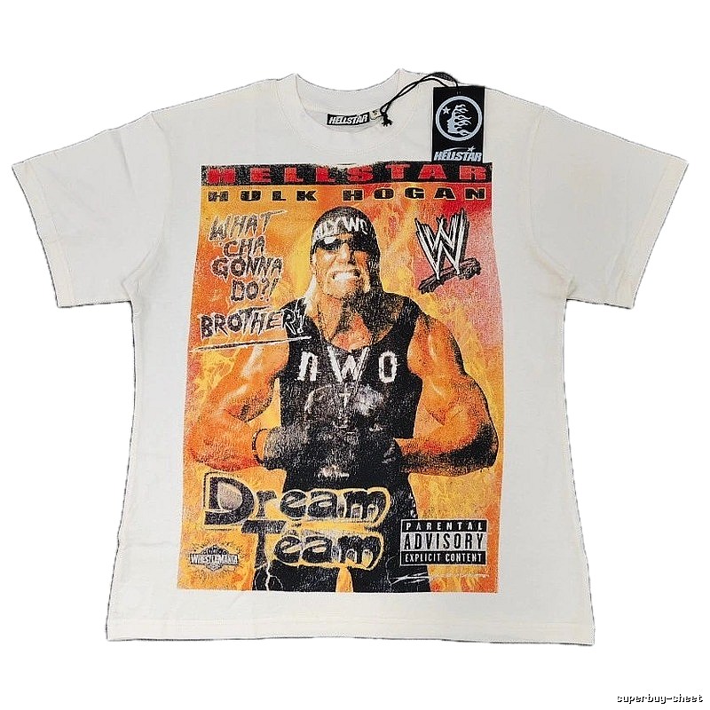 Hellstar x WWE Co-branded Vintage Style Off-white T-shirt