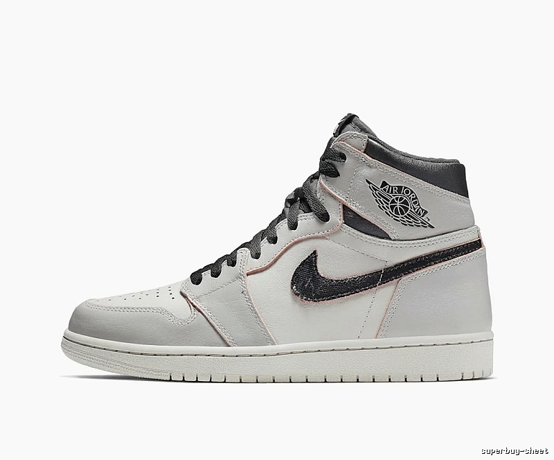 Jordan AJ1 High-Top Gray and White Athletic Shoes