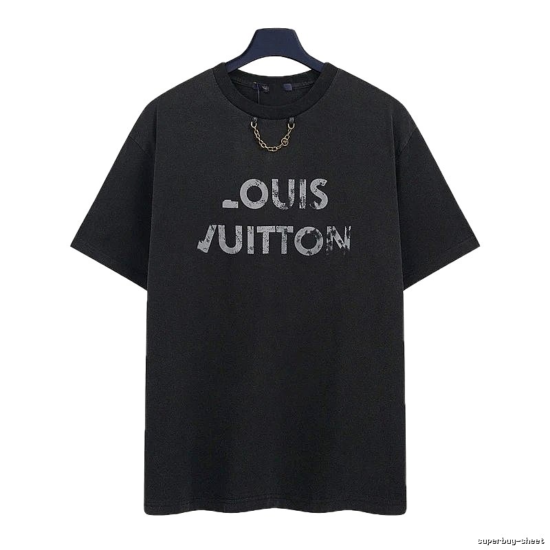 Louis Vuitton Distressed Print Cool Trendy Black T-Shirt