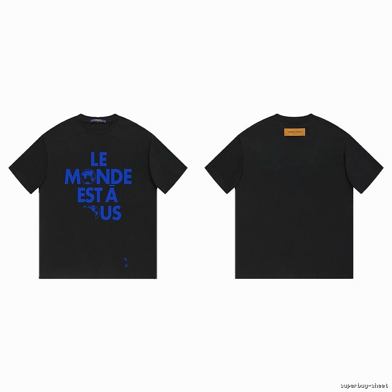 Louis Vuitton Letter Print Cool Trendy Style Black T-shirt