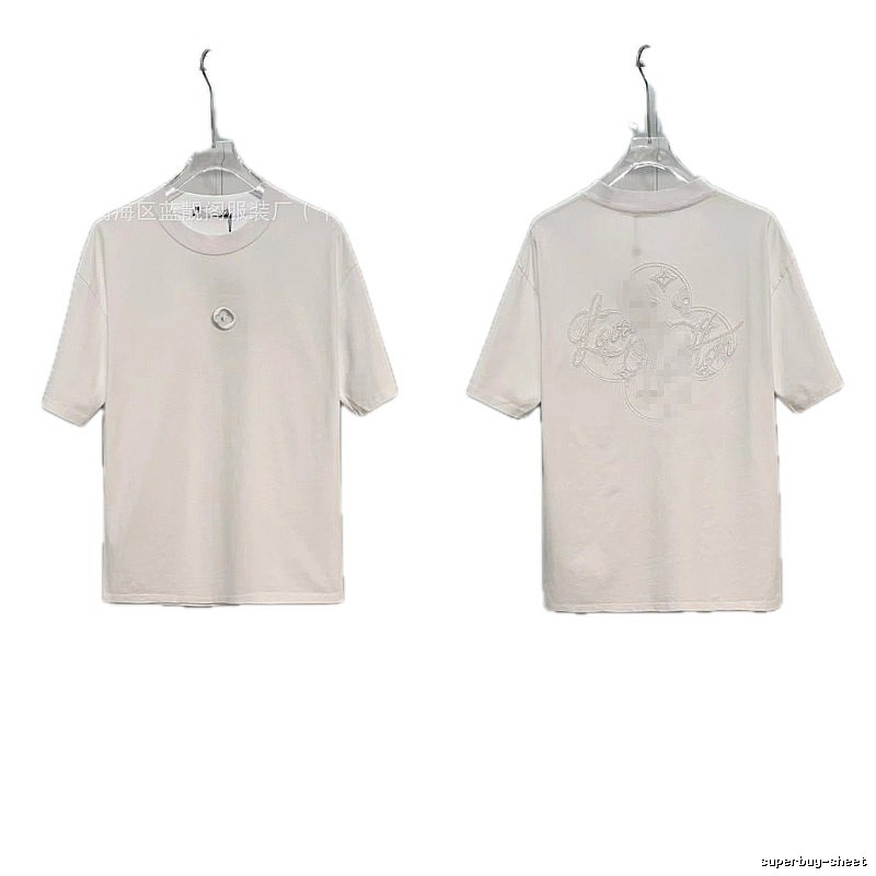 Louis Vuitton Monogram Embroidered Trendy Style White T-Shirt
