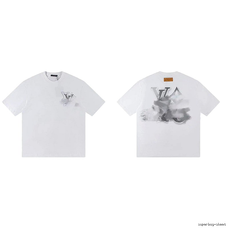 Louis Vuitton Trendy Ink-wash Blended White T-Shirt