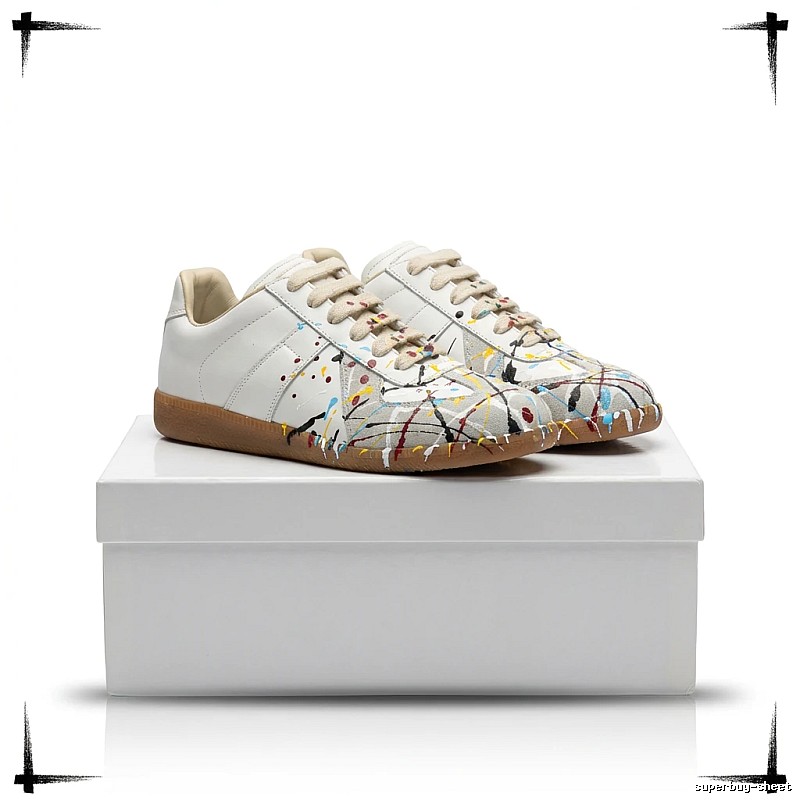 Maison Margiela German training graffiti-style white shoes