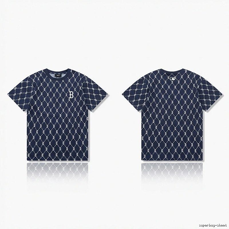 MLB full - printed style navy blue T - shirt