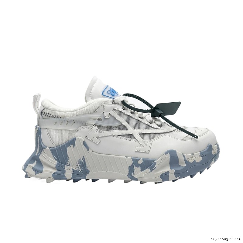 Off-White camouflage-style white and gray sports shoes