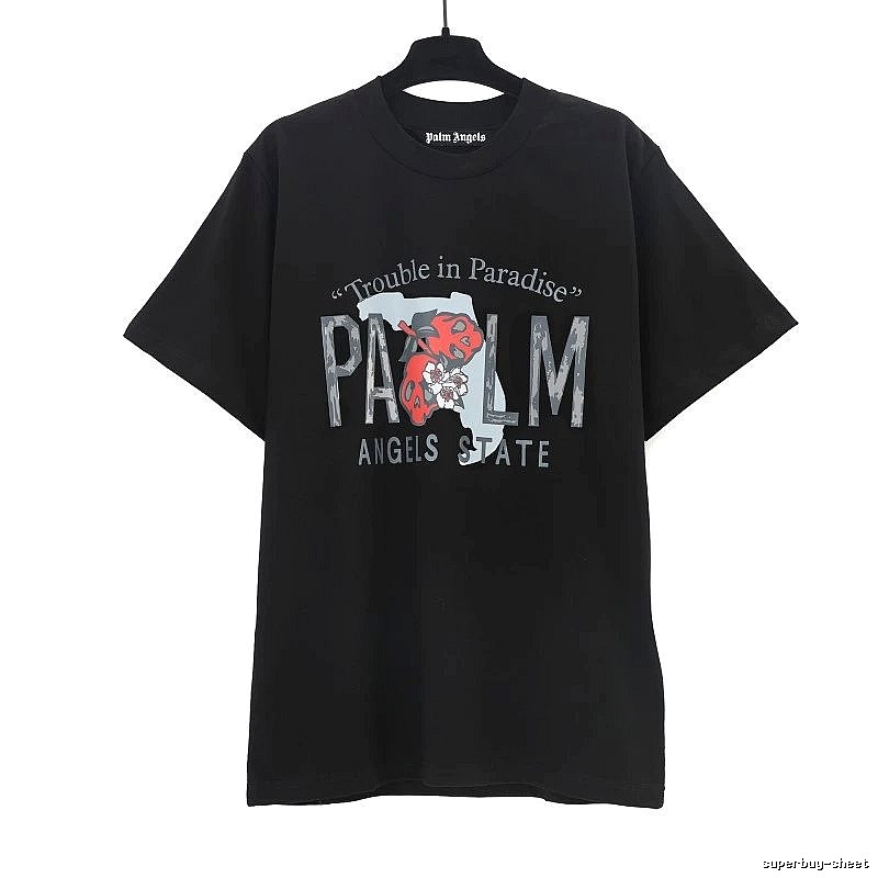 Palm Angels Travel Logo T-shirt White Palm Tree with Modern Look