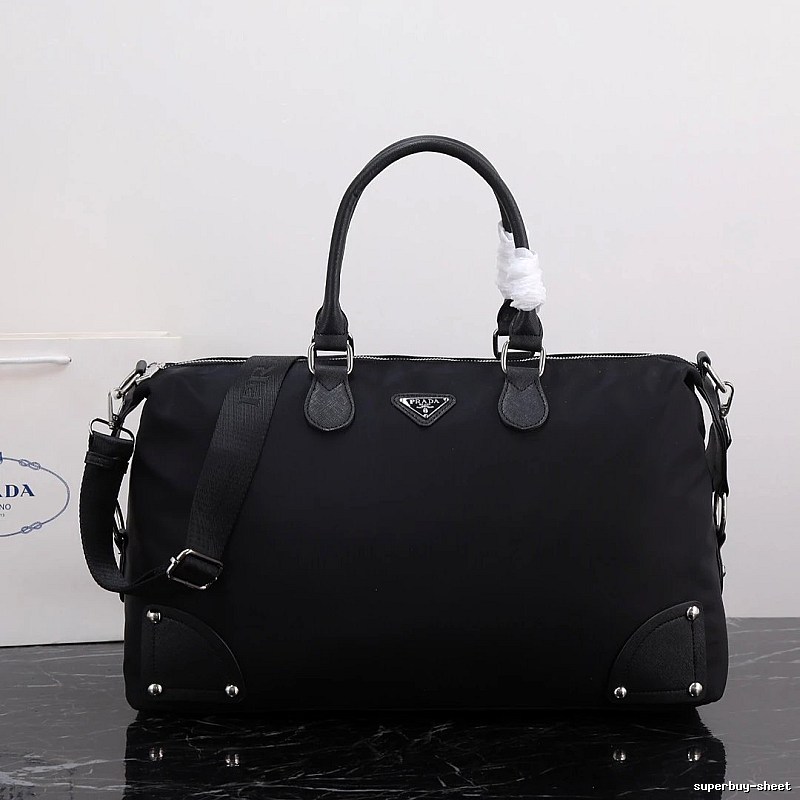 Prada Duffel Bag with Black Nylon Duffel Detail