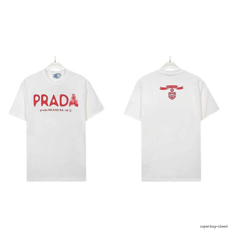 Prada Graffiti Collection Casual Style White Short-sleeve T-shirt