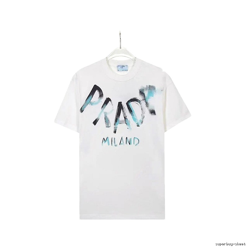 Prada Graffiti Street Style White Short-sleeve T-shirt