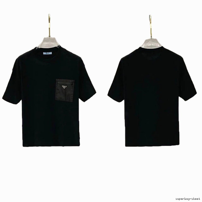Prada Triangle Logo Minimalist Style Black Short-sleeve T-shirt