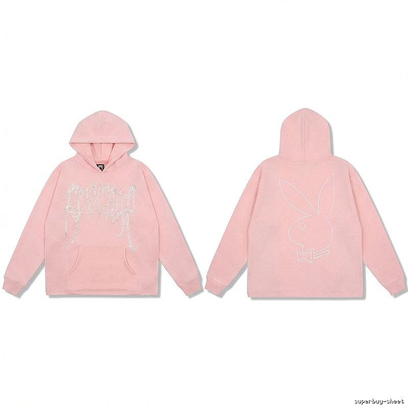 Revenge rabbit print pink hoodie