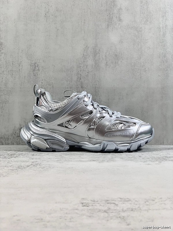 Silver Runner Sneaker by Balenciaga with Silver Layered Runner Side Profile