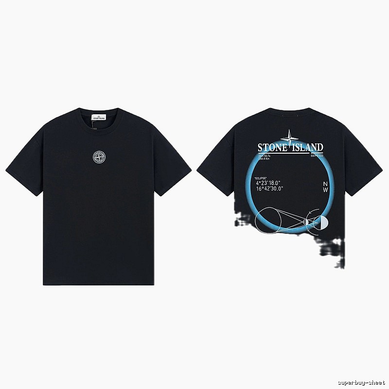 Stone Island Eclipse Collection Techwear Style Black Short-sleeve T-shirt