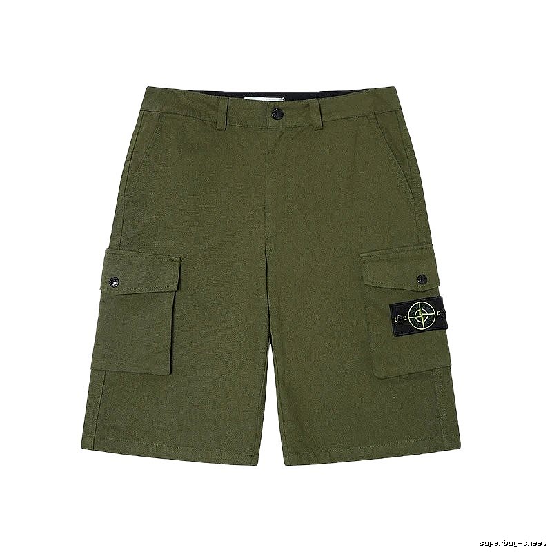 Stone Island Techwear Style Army Green Cargo Shorts