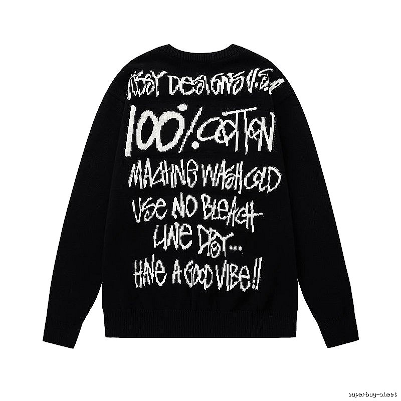 Stussy Black Swirl Graphic SweatShirt Relaxed Styling