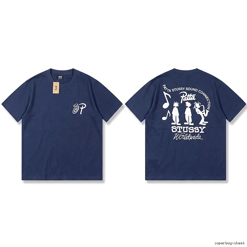 Stussy Co-branded Hip-hop Style Navy Blue T-shirt