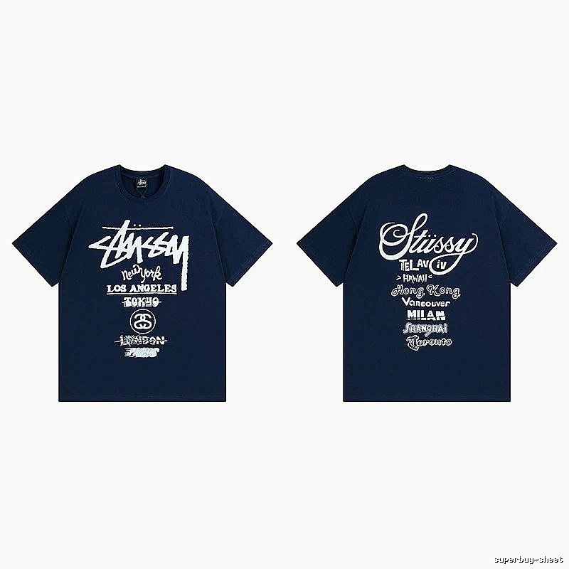 Stussy Simple Logo Finish Spider Graphic T-Shirt Minimal Look