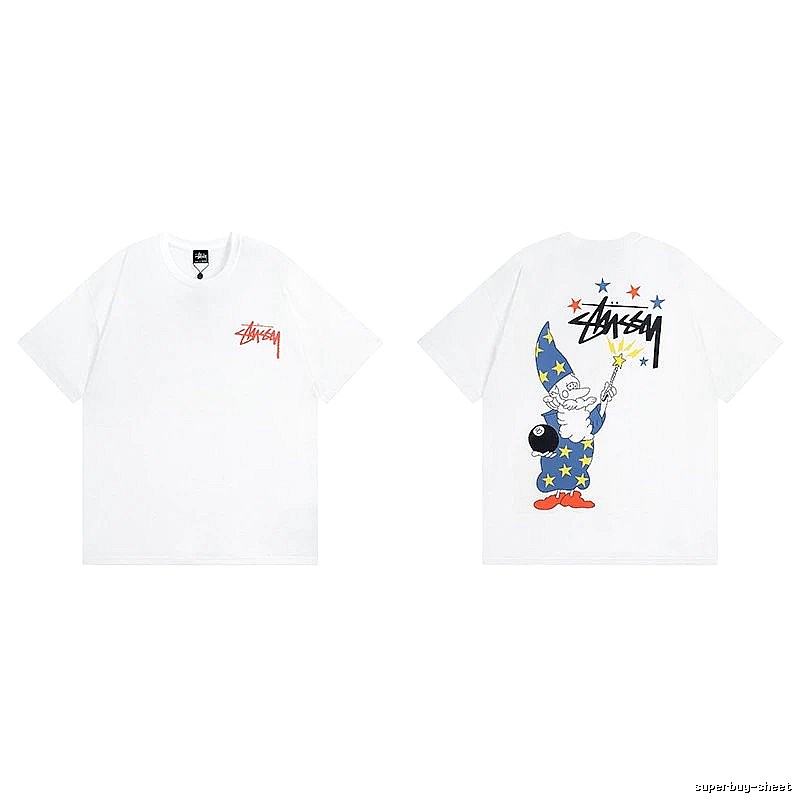 Stussy White Spider Graphic T-Shirt Active Casual Logo